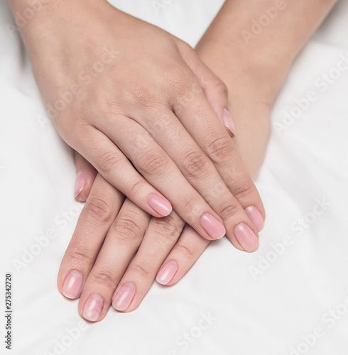 Classic manicure woman hands nails beauty