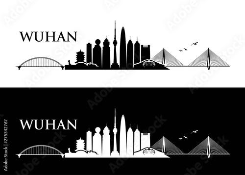 Wuhan skyline - China - vector illustration