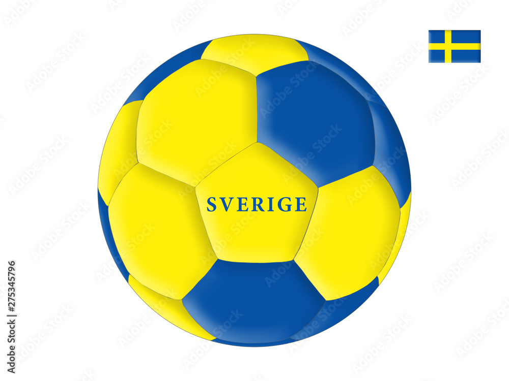 Soccer ball in colors of the flag of Sweden (Sverige)