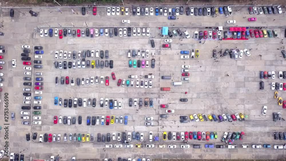 Top view of Parking lots with cars Top view of Parking lots with cars