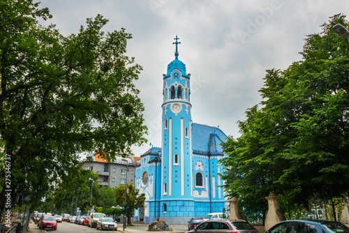 The Church of St. Elizabeth commonly known as Blue Church is a Hungarian Secessionist Jugendstil, Art Nouveau Catholic church located in the eastern part of the Old Town in Bratislava, Slovakia photo