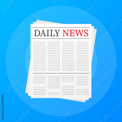 Vector mock up of a blank daily newspaper. Fully editable whole newspaper in clipping mask. Vector stock illustration,