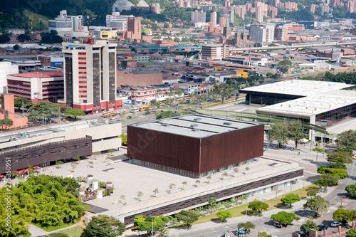 Medellin, Antioquia, Colombia. August 3, 2009: Wooden Box, Plaza Mayor Convention Center photo