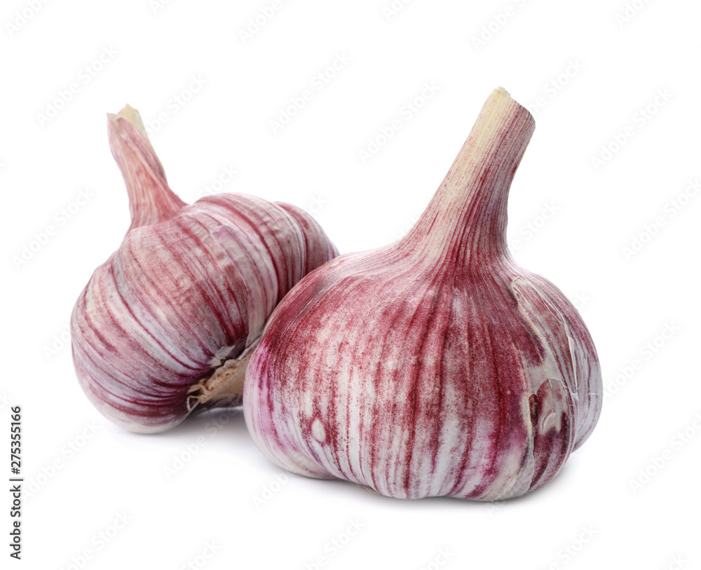 Fototapeta premium Heads of fresh garlic isolated on white