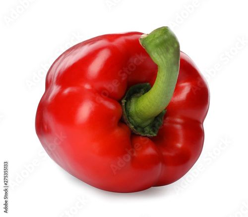 Fresh ripe red bell pepper isolated on white