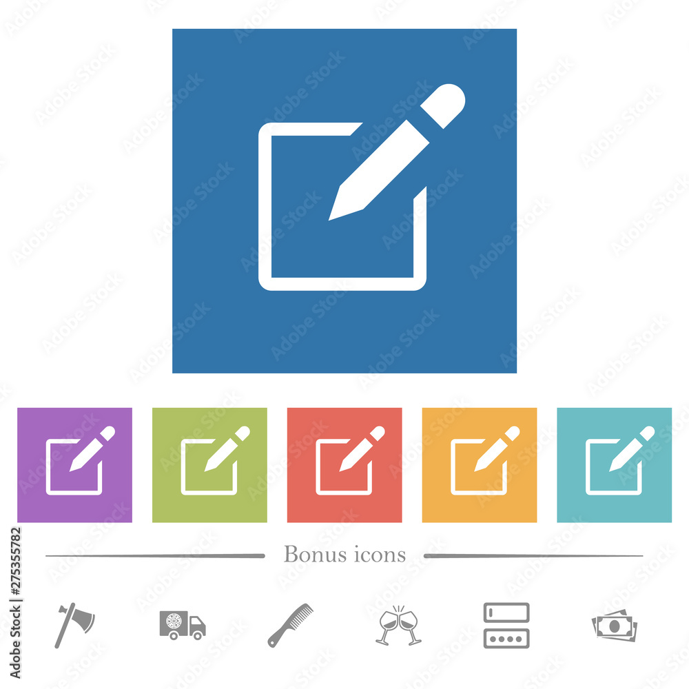 Editbox with pencil flat white icons in square backgrounds Editbox with pencil flat white icons in square backgrounds