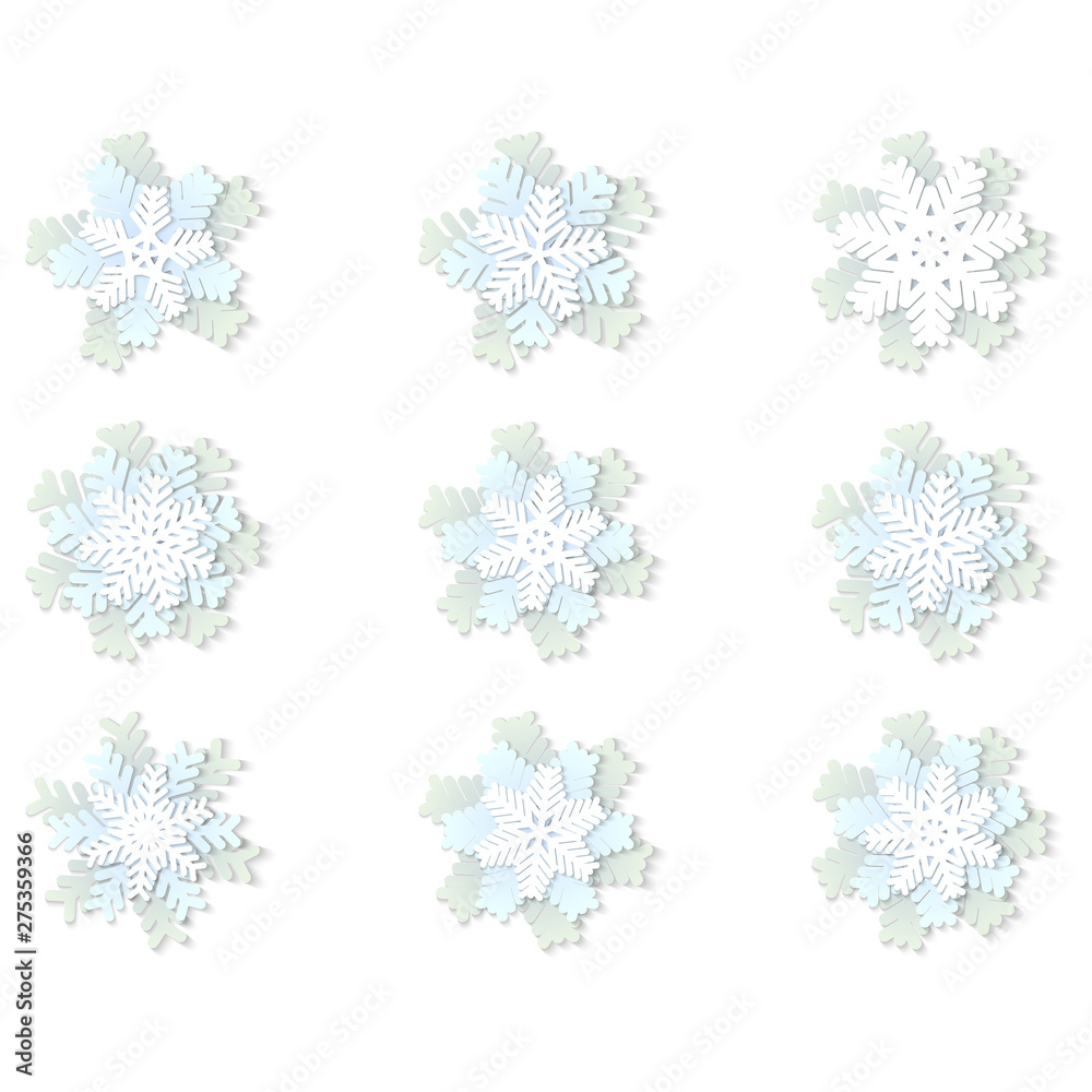 Christmas paper snowflakes with shadow Christmas paper snowflakes with shadow