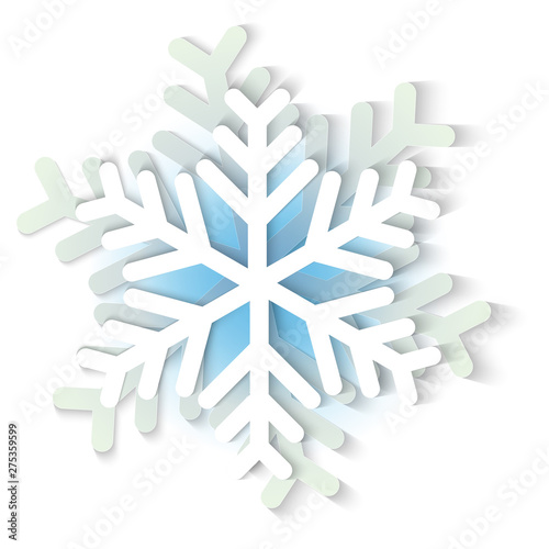 Vector white and blue christmas paper snowflake