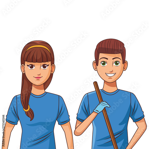 cleaning service person avatar cartoon character