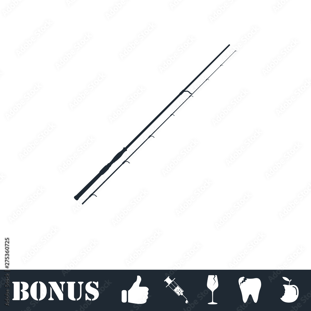 Naklejka premium Fishing rod icon flat