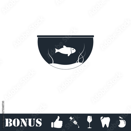 Fish aquarium icon flat