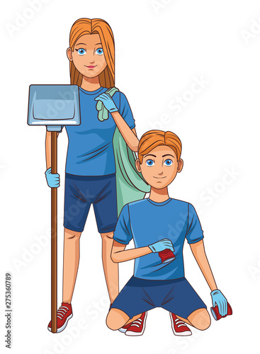 cleaning service person avatar cartoon character