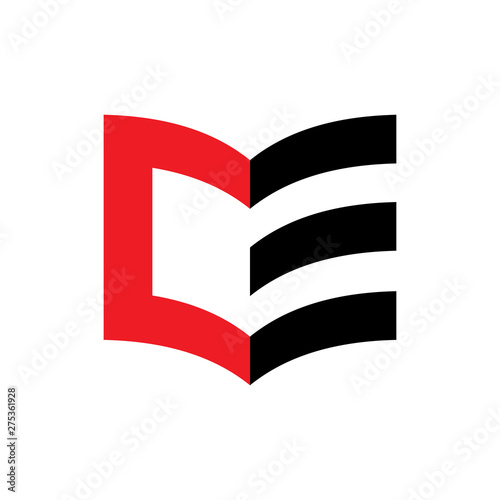 3D Book with letter CE logo design vector