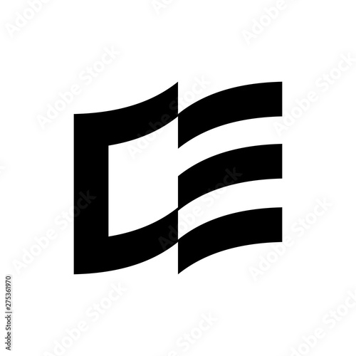 Flag with letter CE logo design vector