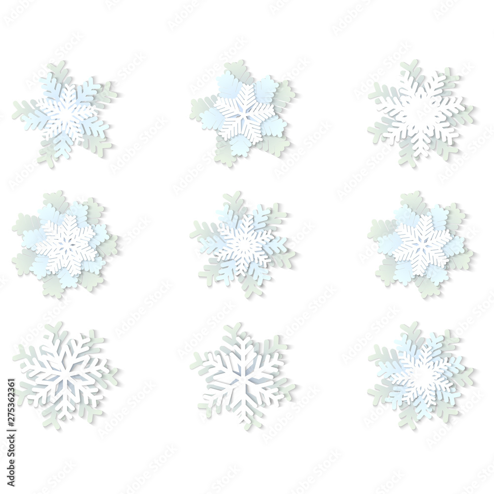 Christmas paper snowflakes with shadow Christmas paper snowflakes with shadow