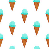 Blue Ice cream seamless pattern.