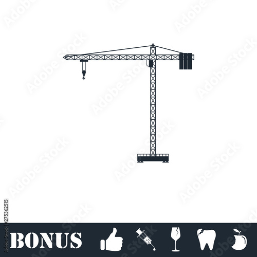 Building crane icon flat