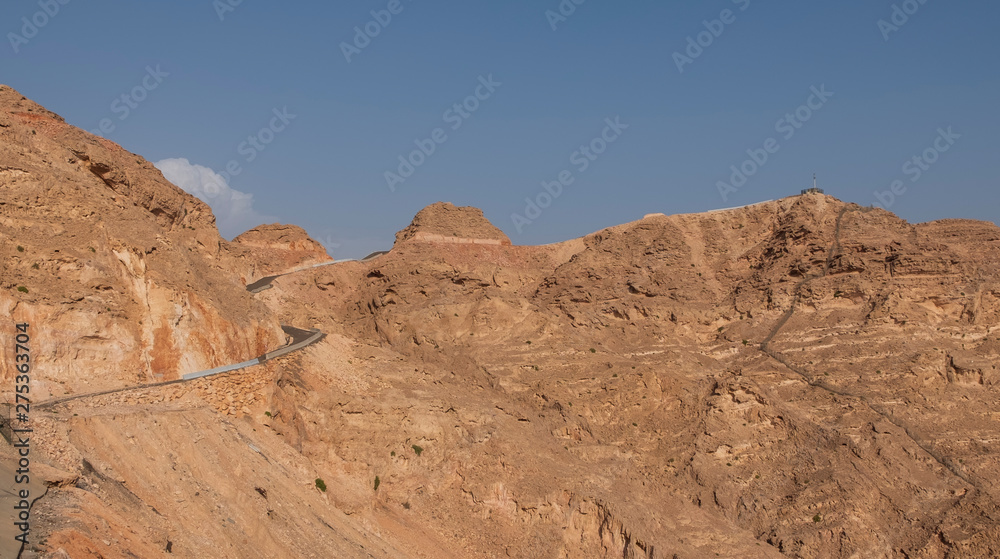 Road on top of Jabel Hafeet mountain in UAE