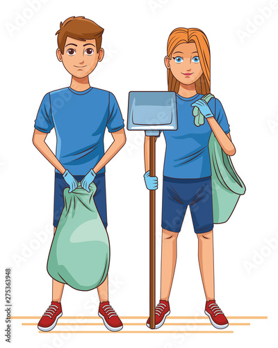 cleaning service person avatar cartoon character