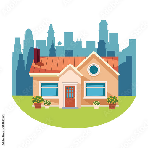 house building icon cartoon isolated