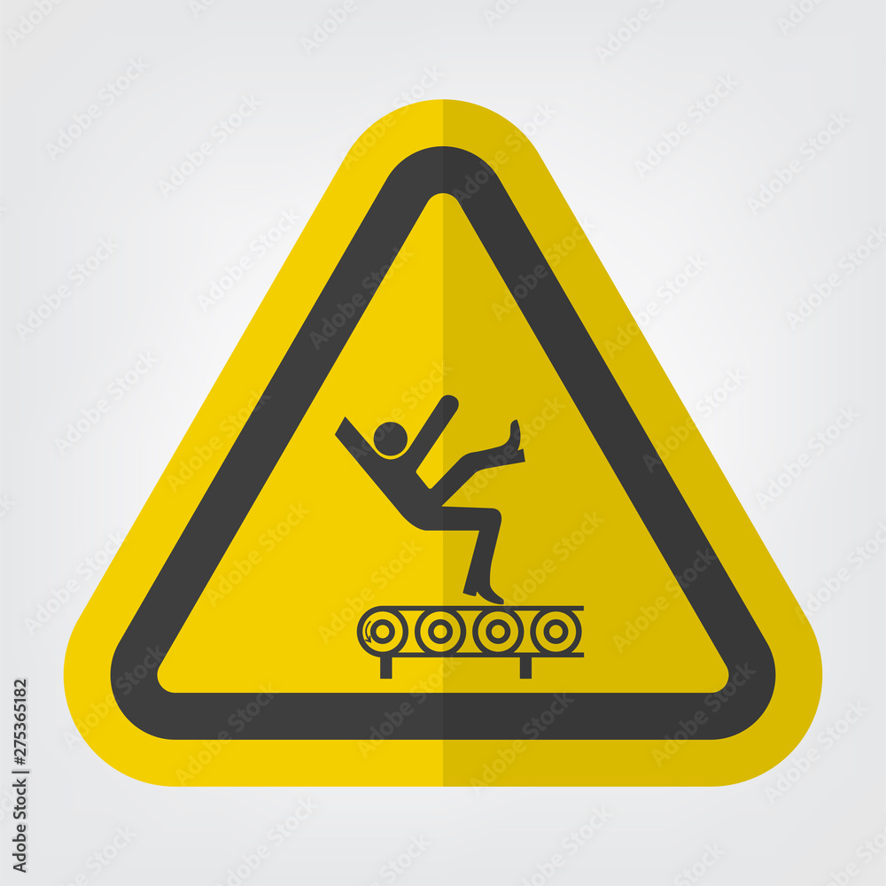 Fall Hazard From Conveyor Symbol Sign Isolate On White Background,Vector Illustration Fall Hazard From Conveyor Symbol Sign Isolate On White Background,Vector Illustration