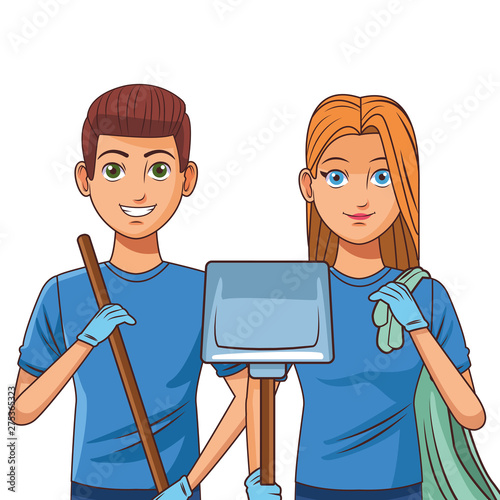 cleaning service person avatar cartoon character