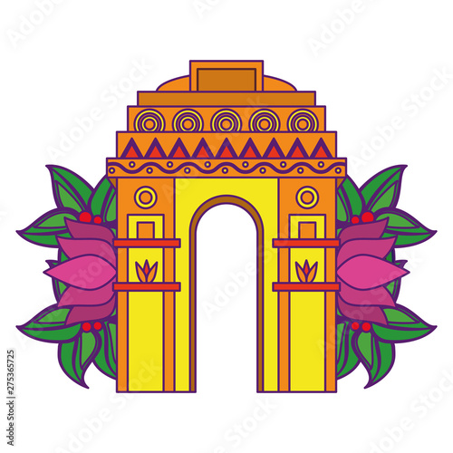 indian building monuments icon cartoon