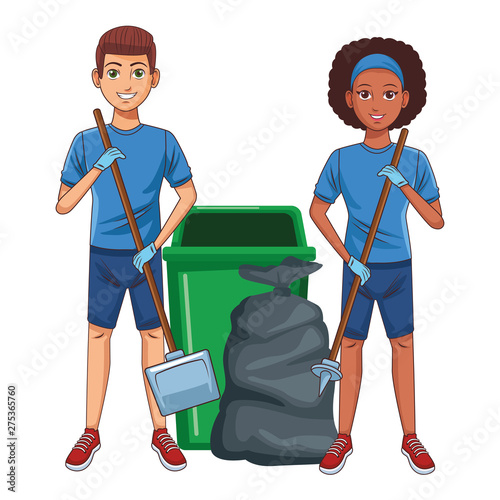 cleaning service person avatar cartoon character