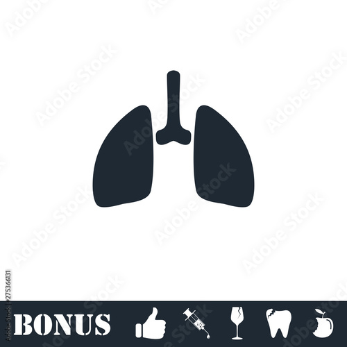 Lungs icon flat