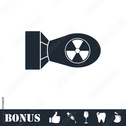 Nuclear bomb icon flat