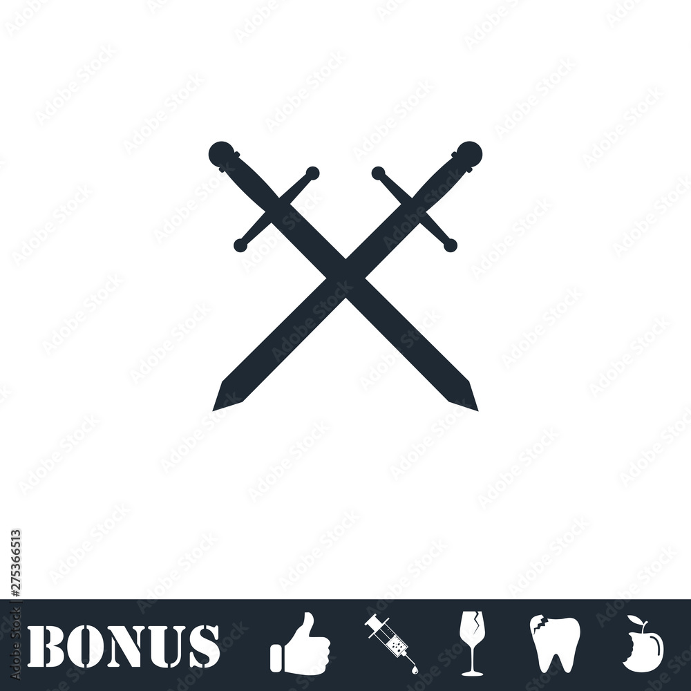 Cross swords icon flat Cross swords icon flat