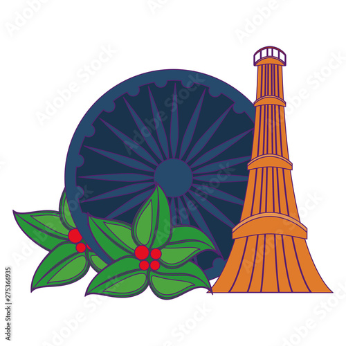 indian building monuments icon cartoon