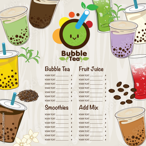 bubble tea menu graphic template