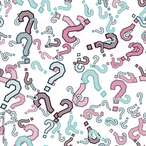 Quiz seamless pattern. Question marks, doubt, faq