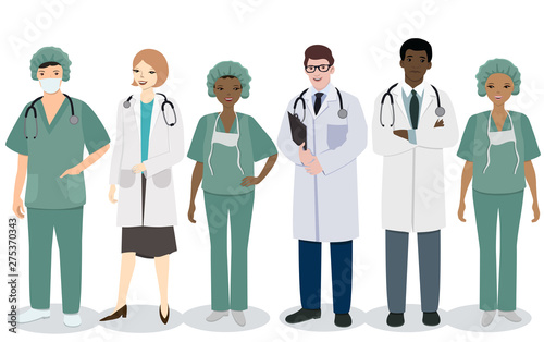Medical staff. A set of men and women medical professions. Vector image isolated on white background. © Екатерина Зирина