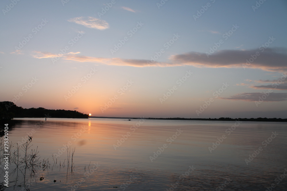 sunset over lake sunset over lake