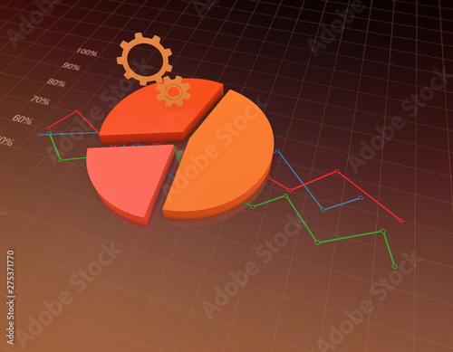 Financial economic statistics chart, stock market curve and pie chart photo