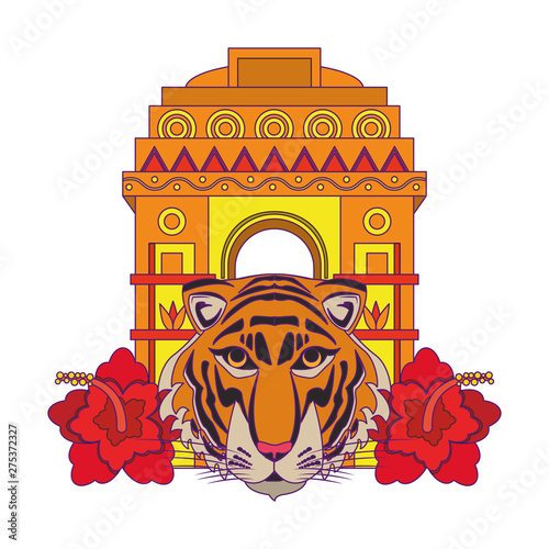 indian building monuments icon cartoon