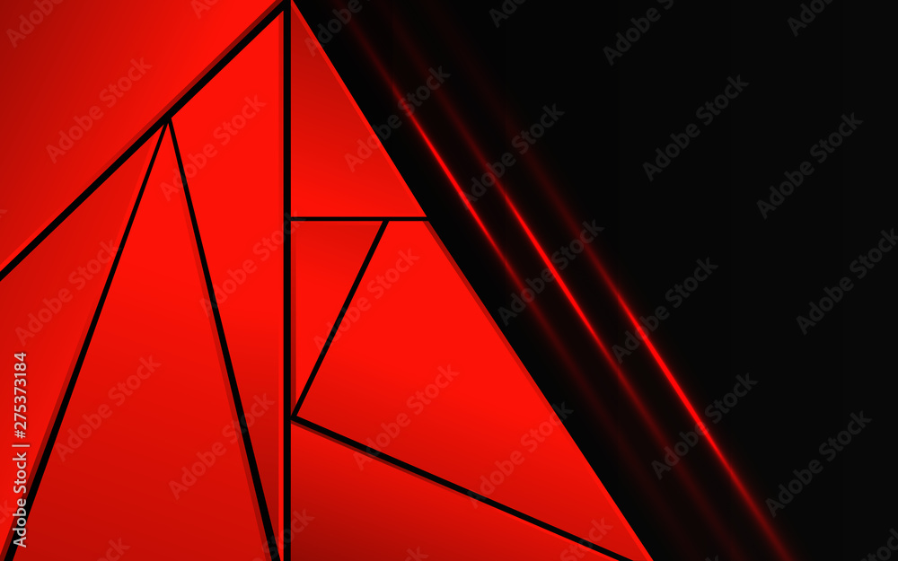 Abstract 3d metallic red and black frame layout design tech innovation concept geometric background. Can use for wallpaper, poster, brochure, cover, banner, advertising, corporate. Layer on for text