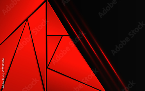 Abstract 3d metallic red and black frame layout design tech innovation concept geometric background. Can use for wallpaper, poster, brochure, cover, banner, advertising, corporate. Layer on for text