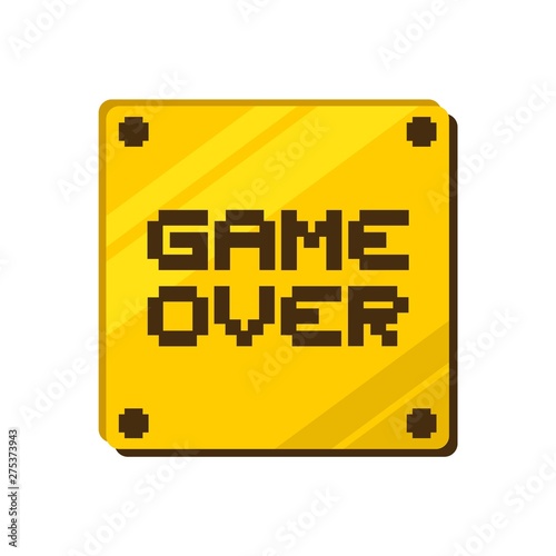 Golden block with game over message