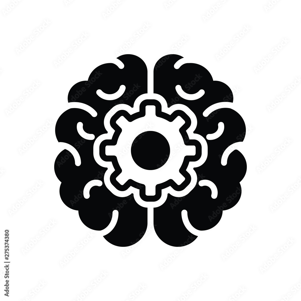 Black solid icon for brain process Black solid icon for brain process