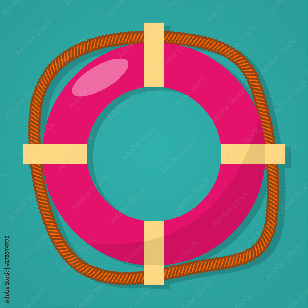 Fototapeta premium lifebuoy preserver with rope isolated vector illustration