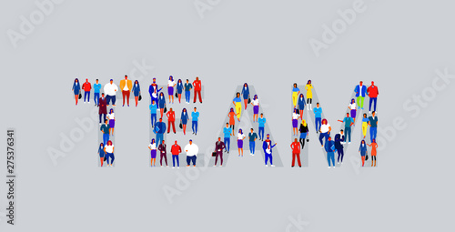 big crowd of businesspeople showing team shape business people standing together teamwork concept horizontal