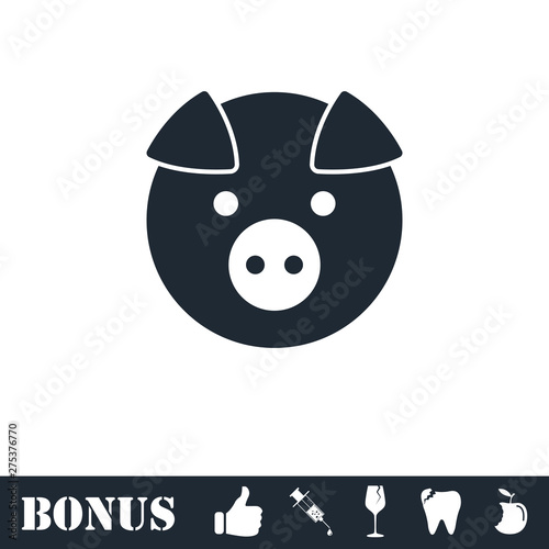 Pig icon flat