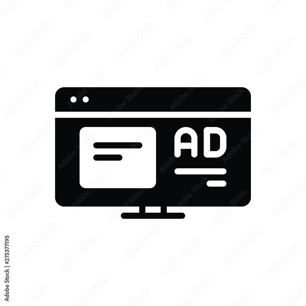 Black solid icon for application ad Black solid icon for application ad