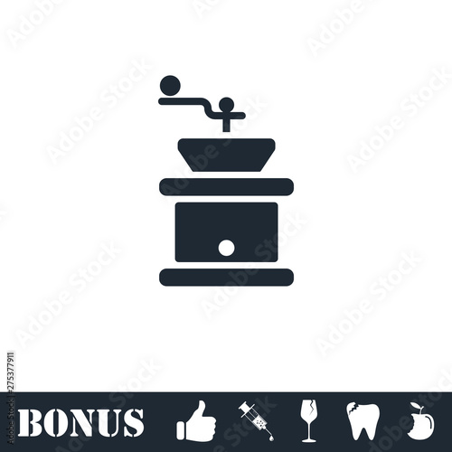 Coffee grinder icon flat