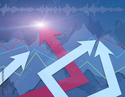 Financial stock market chart, career success arrow with statistic chart photo