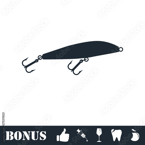 Fishing tackle icon flat