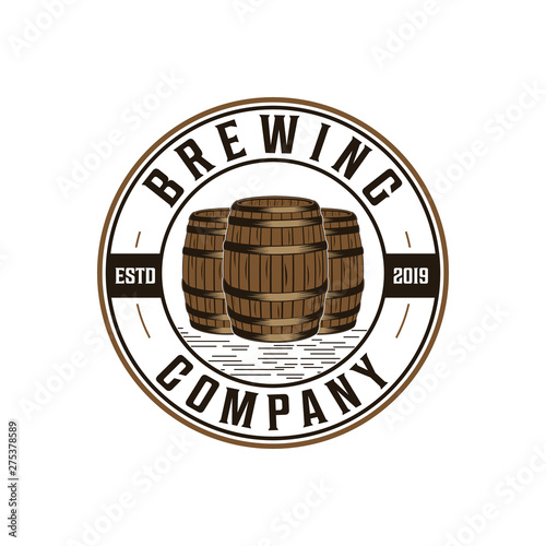 Brewing company with barrel badge vintage logo